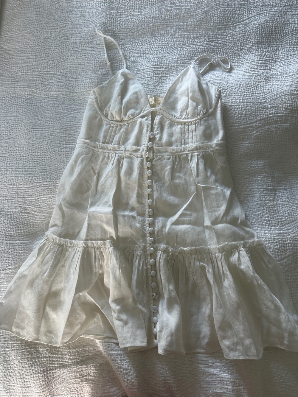 LoveShackFancy White Tiered Mini Dress